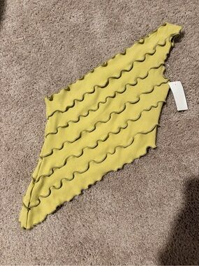 Native Daughters Ribbed Yellow Top with Lettuce Edge